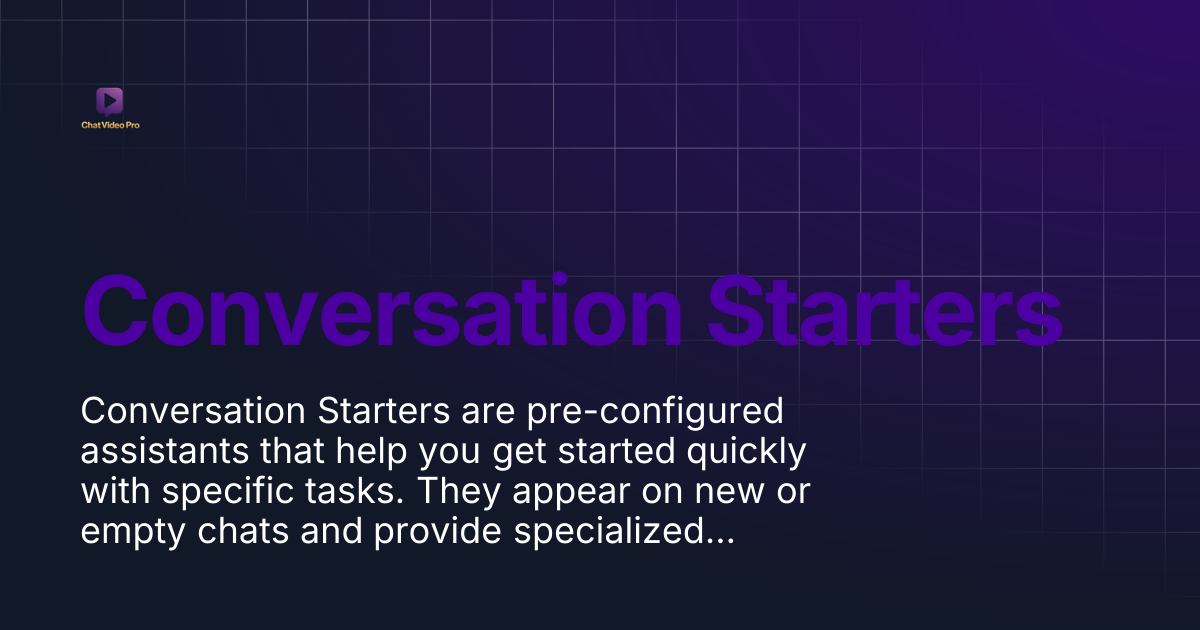Conversation Starters | Chat Video Pro Documentation