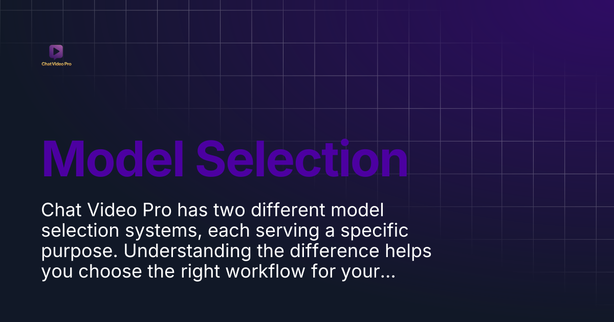 Model Selection | Chat Video Pro Documentation
